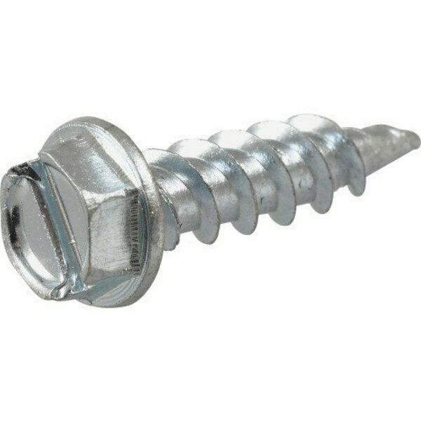 Hillman Lath Screw, #10 Thread, 3/4 in L, Washer Head, Hex, Slotted Drive, Needle Point, Zinc, 100 PK 82235